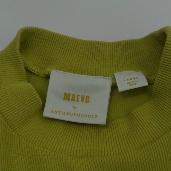 Maeve by Anthropologie Ribbed Textured Short Sleeve Tee Yellow Women’s Size L - Picture 5 of 6
